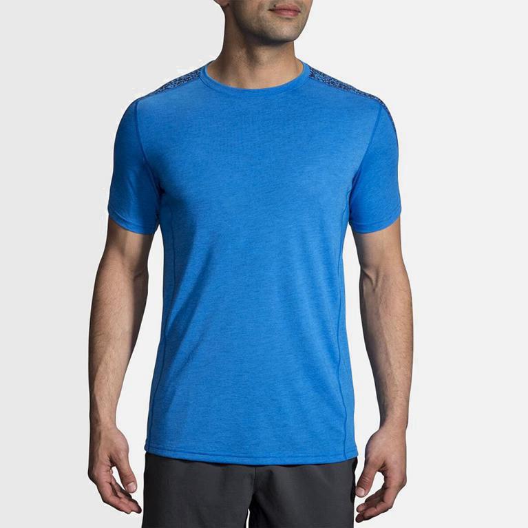 Brooks Distance Israel - Men's Short Sleeve Running Shirt - Blue (85193-DOCN)